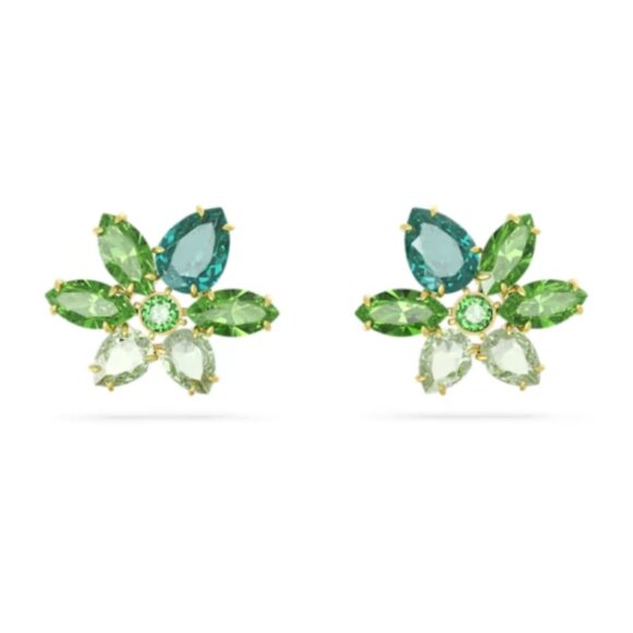Swarovski Green Gema Flower Studs - Picture 1 of 12